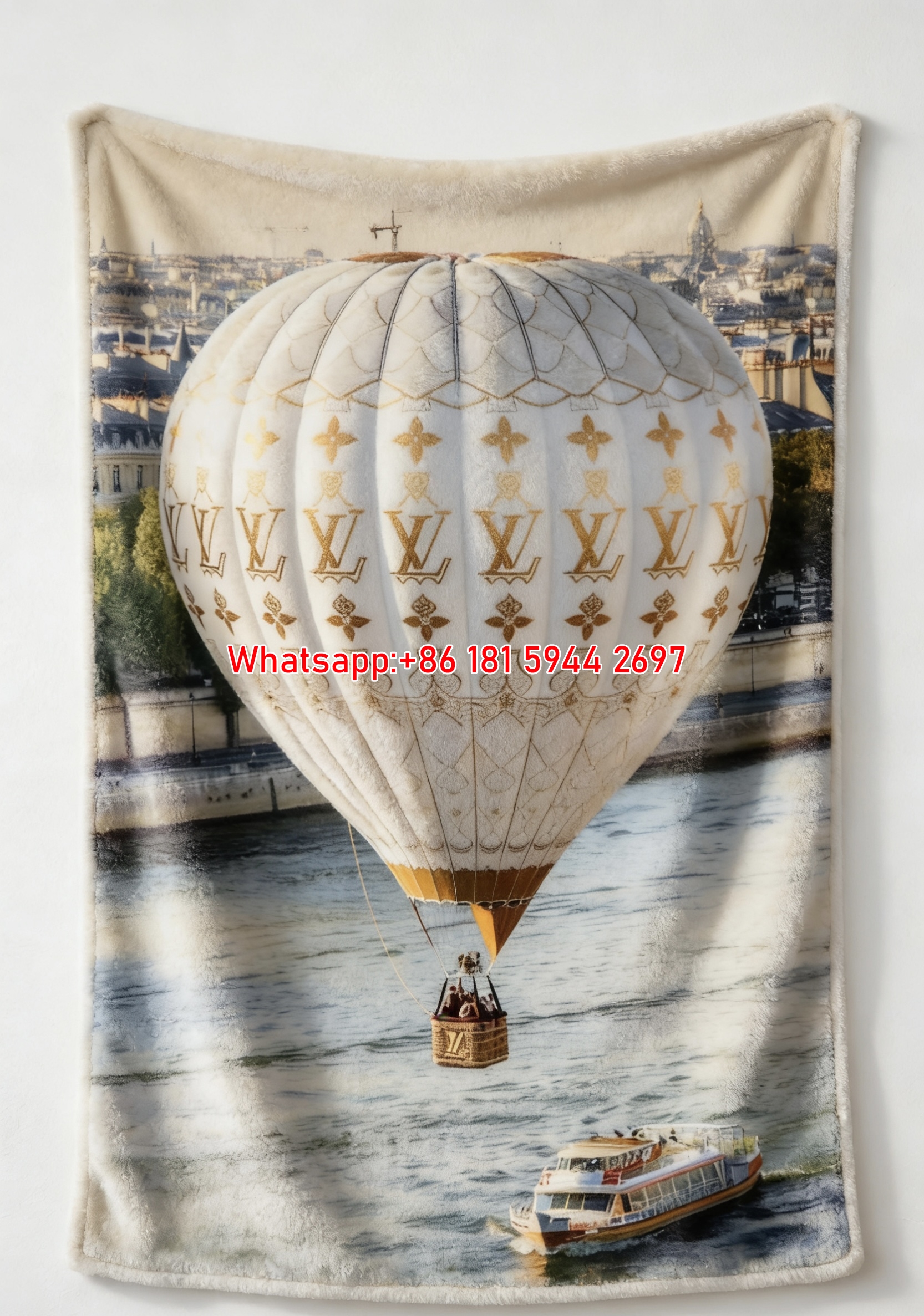 LV Hot Air Balloon Paris Flannel Throw Blanket 273
